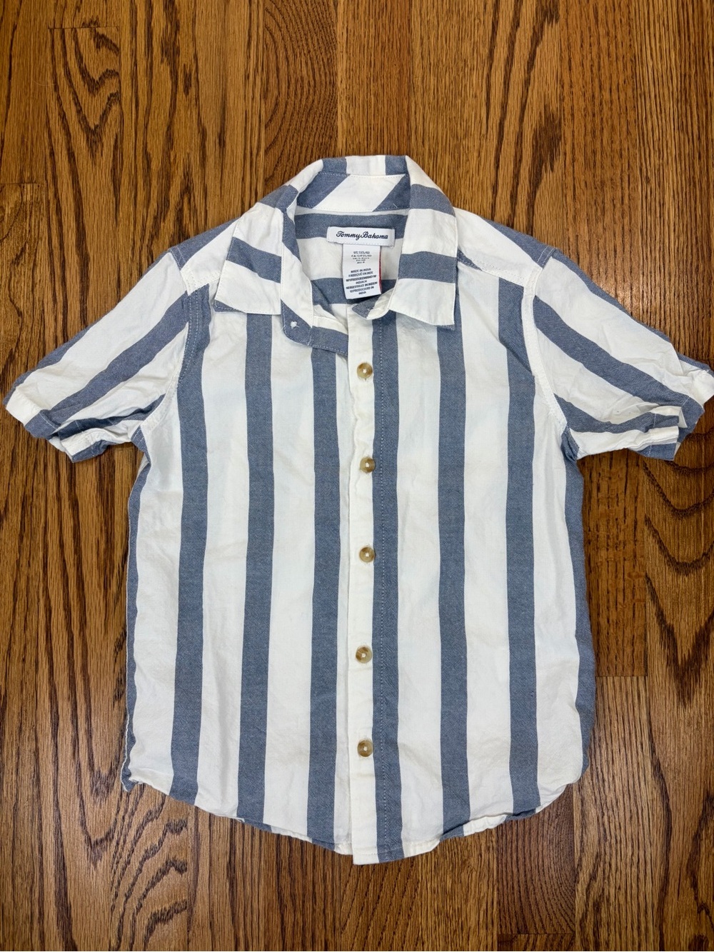 Tommy Bahama Nautical Striped 100% Cotton Button-Up Short-sleeved Shirt (S 5-6)